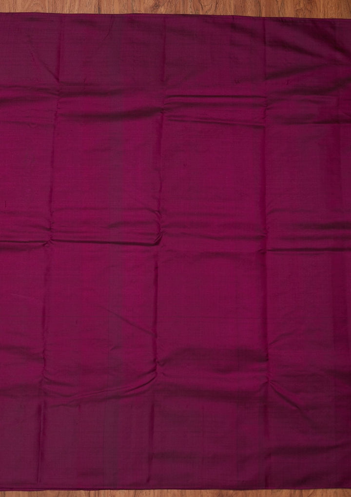 Wine Zariwork Pure Silk Designer Unstitched Saree - Koskii