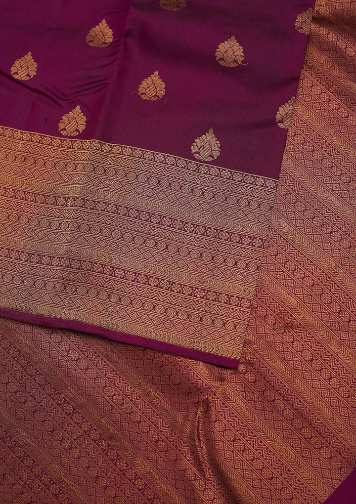 Wine Zariwork Pure Silk Designer Unstitched Saree - Koskii