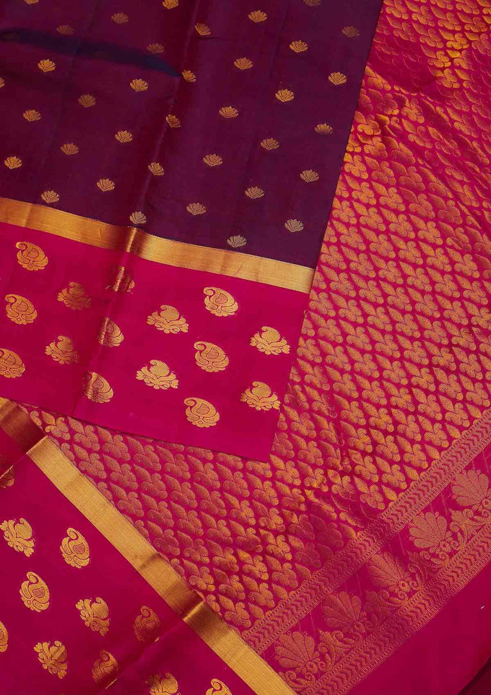 Wine Zariwork Pure Silk Designer Saree - Koskii