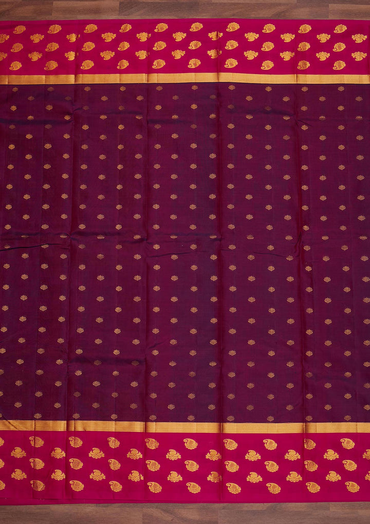 Wine Zariwork Pure Silk Designer Saree - Koskii