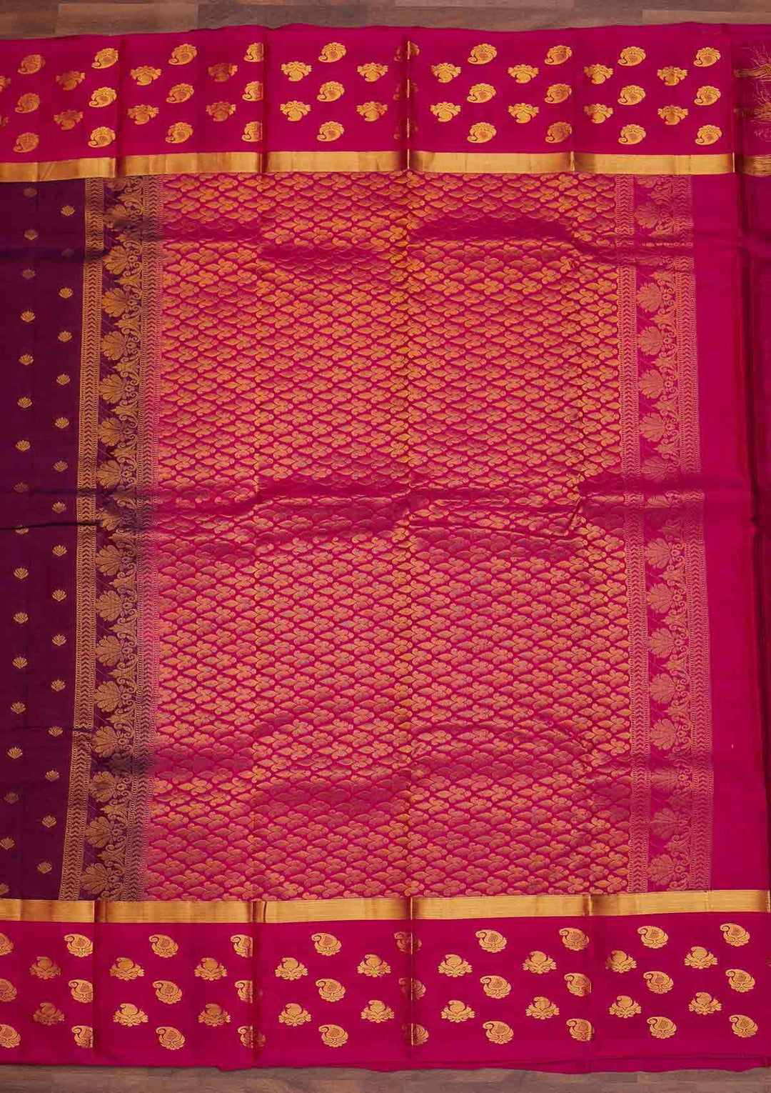 Wine Zariwork Pure Silk Designer Saree - Koskii