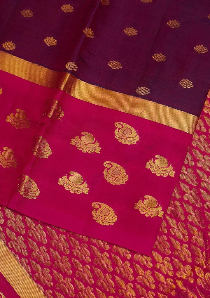 Wine Zariwork Pure Silk Designer Saree - Koskii