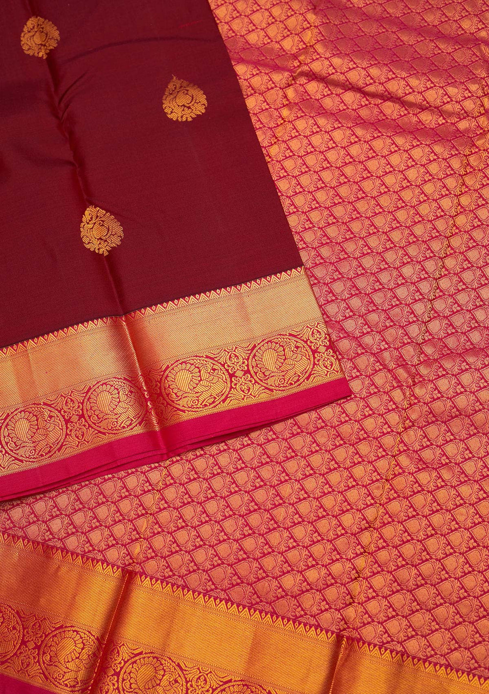 Wine Zariwork Pure Silk Saree - Koskii
