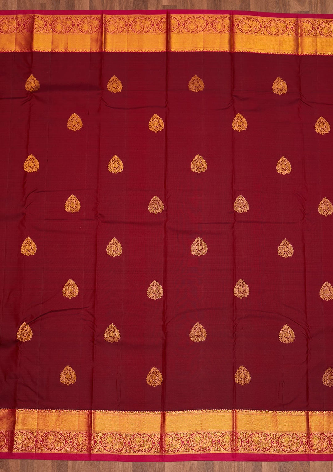 Wine Zariwork Pure Silk Saree - Koskii