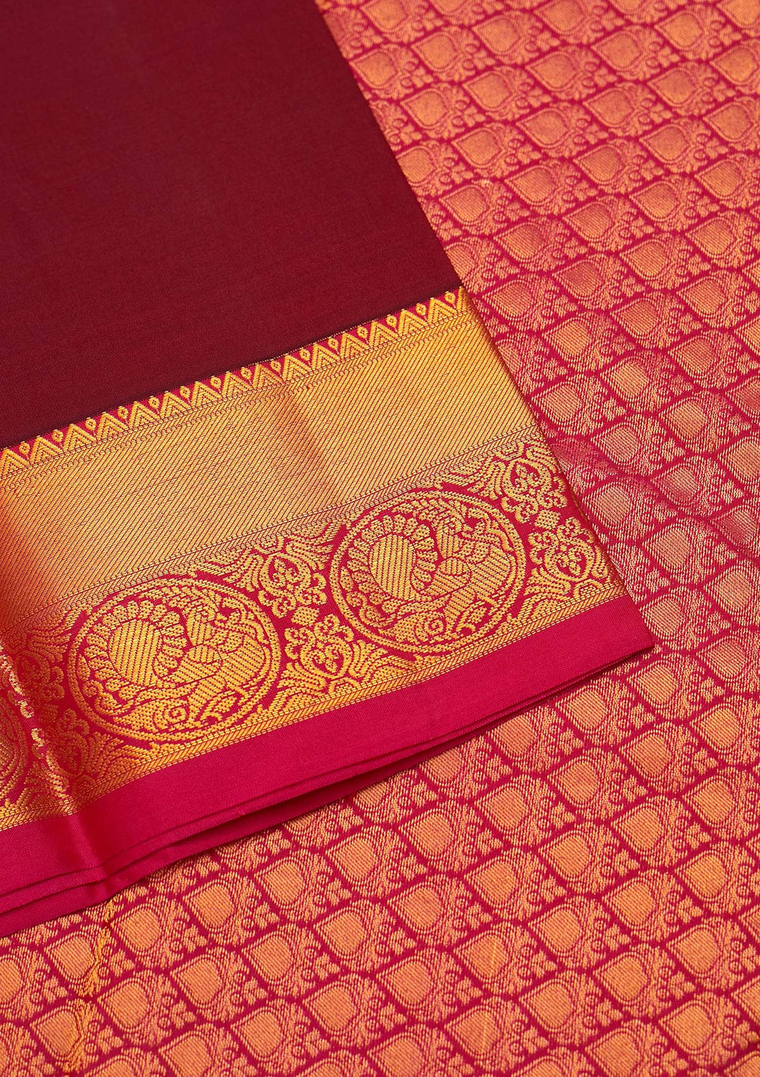 Wine Zariwork Pure Silk Saree - Koskii
