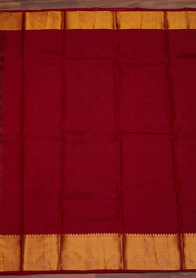 Wine Zariwork Pure Silk Designer Saree - Koskii