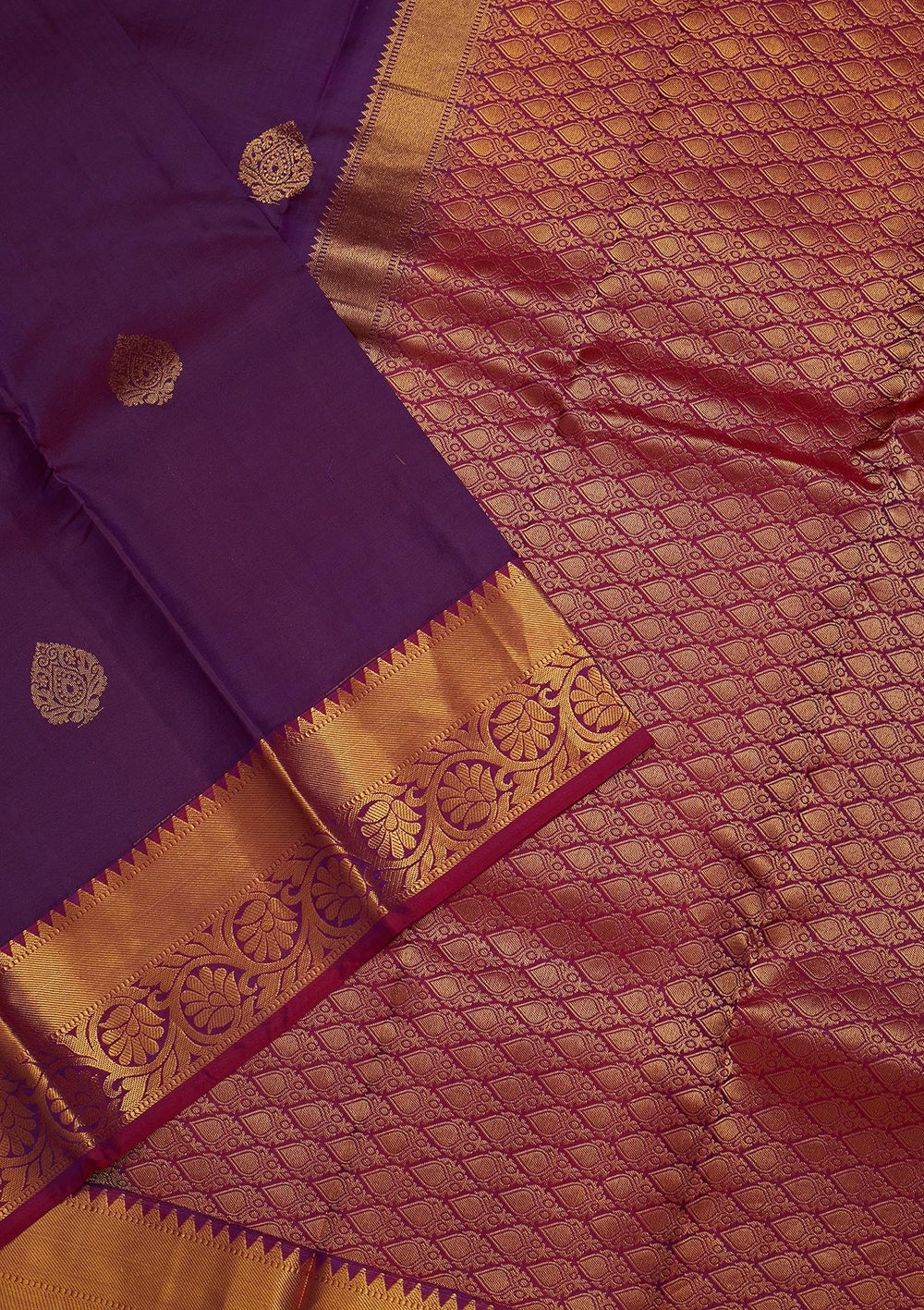 Wine Zariwork Pure Silk Saree-Koskii