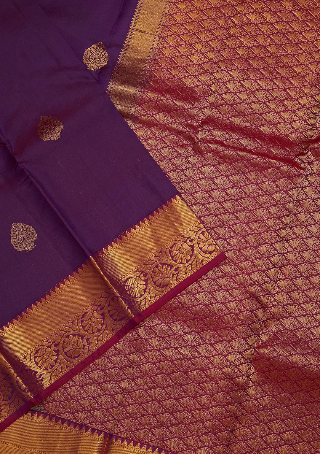 Wine Zariwork Pure Silk Saree-Koskii