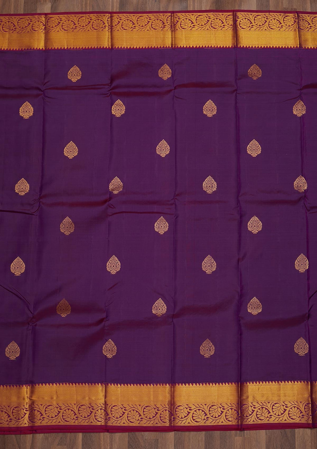 Wine Zariwork Pure Silk Saree-Koskii