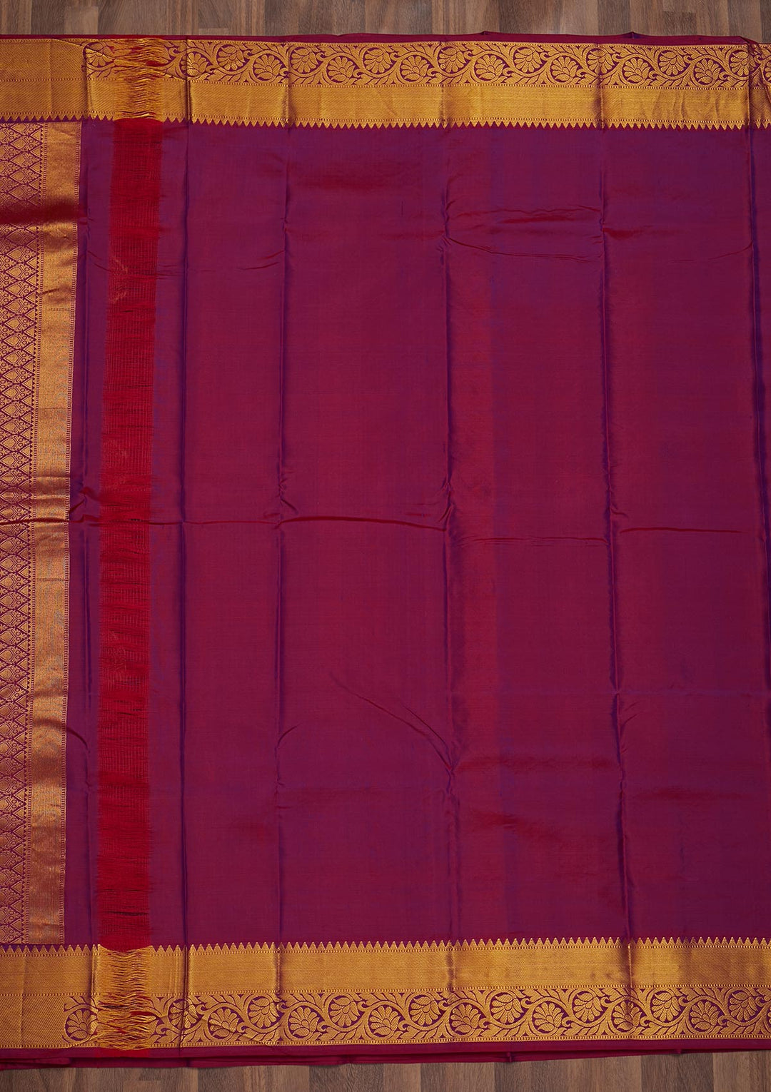 Wine Zariwork Pure Silk Saree-Koskii