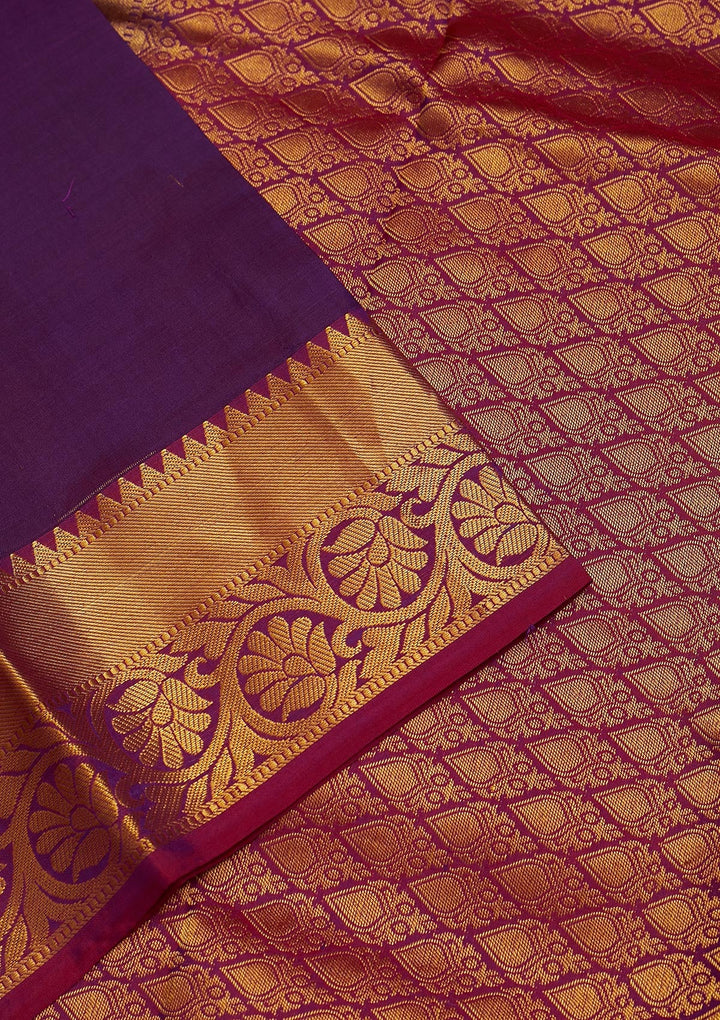 Wine Zariwork Pure Silk Saree-Koskii