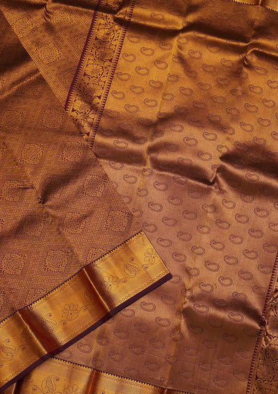 Wine Zariwork Pure Silk Saree-Koskii