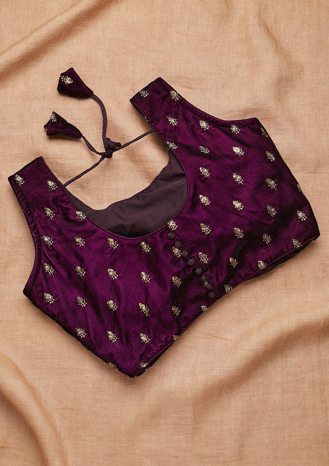 Wine Zariwork Raw Silk Blouse-Koskii