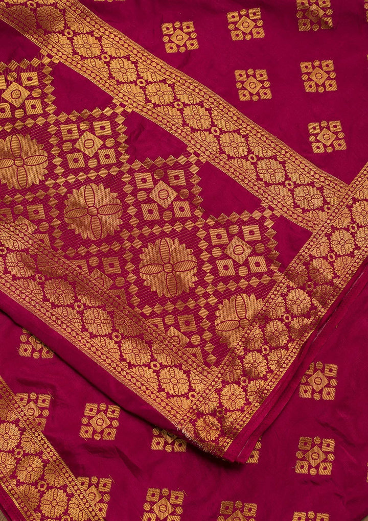Wine Zariwork Raw Silk Dupatta-Koskii