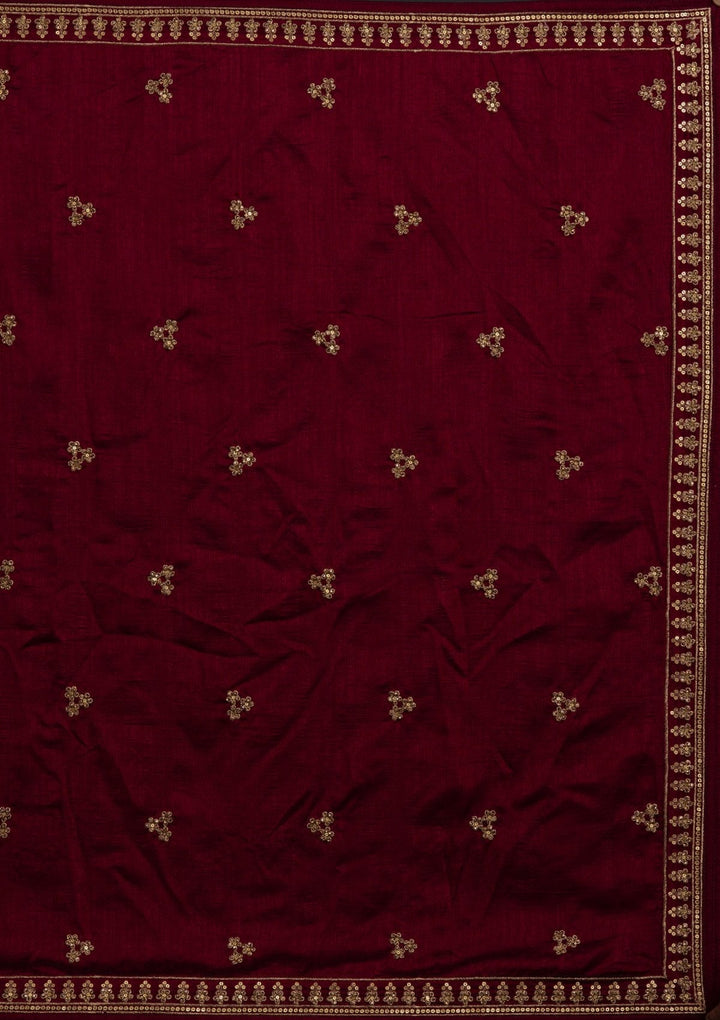 Wine Zariwork Raw Silk Designer Lehenga - koskii