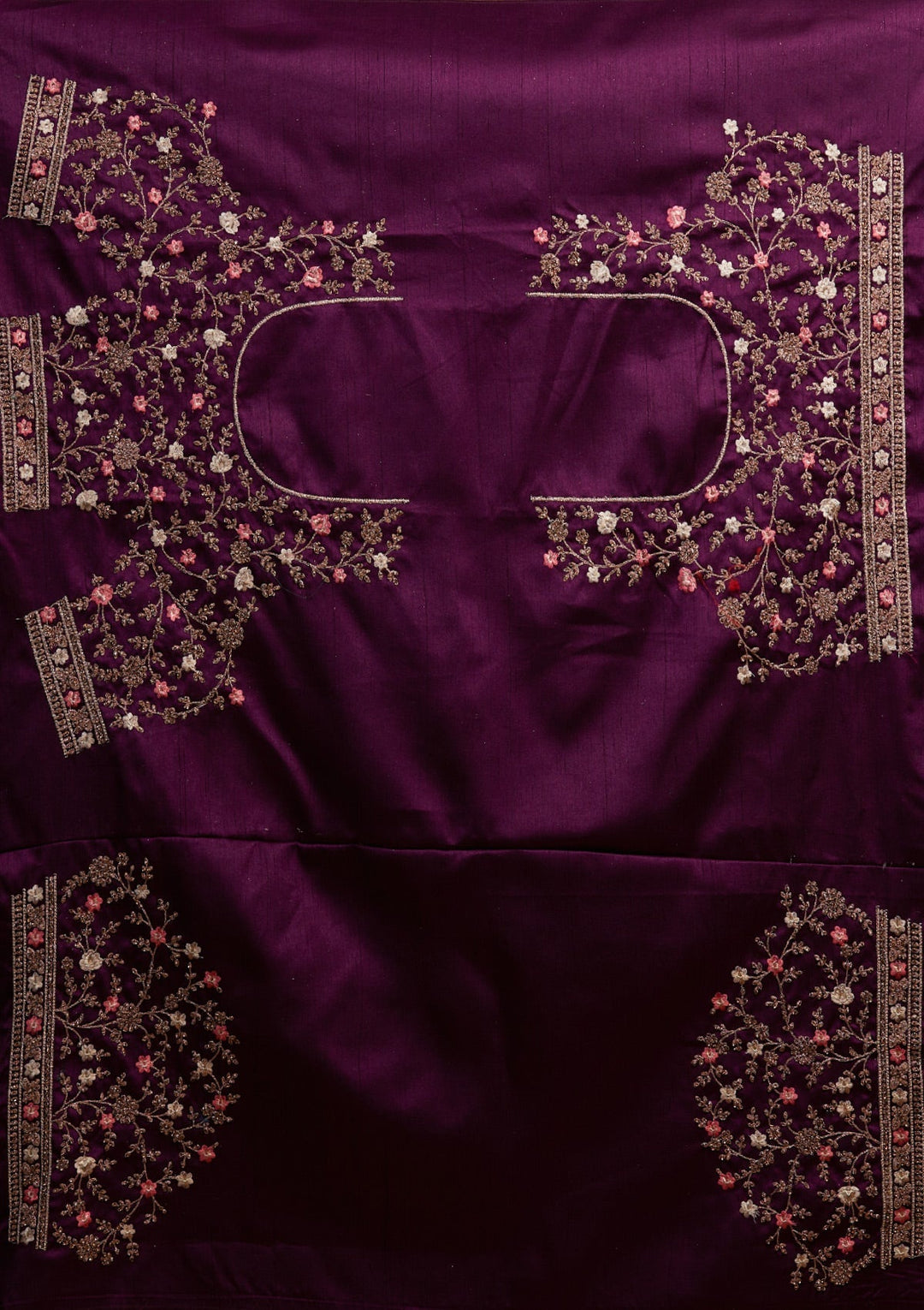 Wine Zariwork Raw Silk Designer Lehenga-Koskii