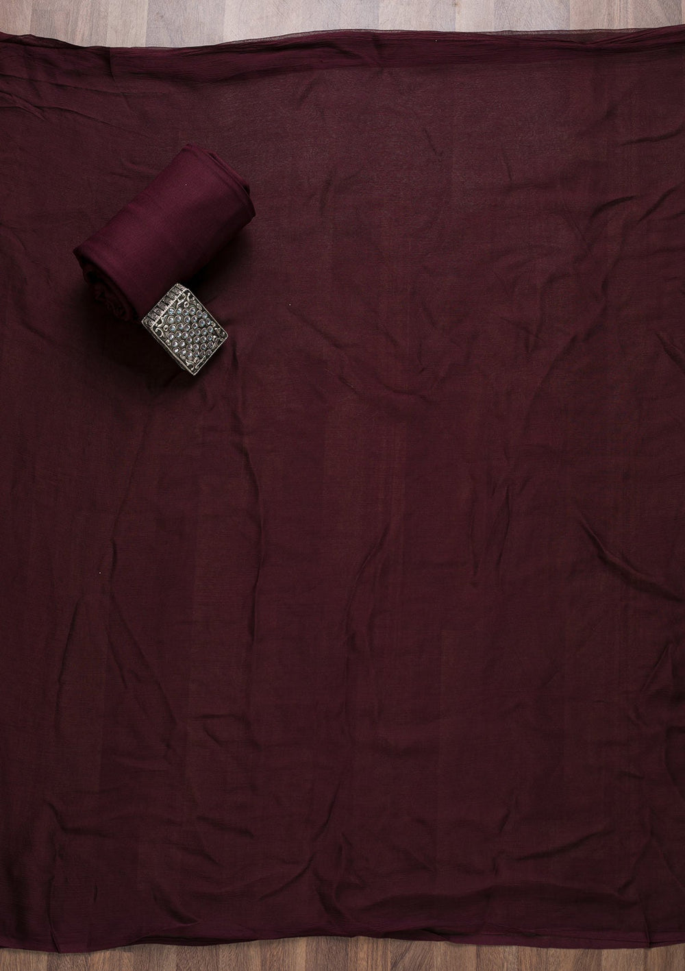 Wine Zariwork Raw Silk Unstitched Salwar Suit-Koskii