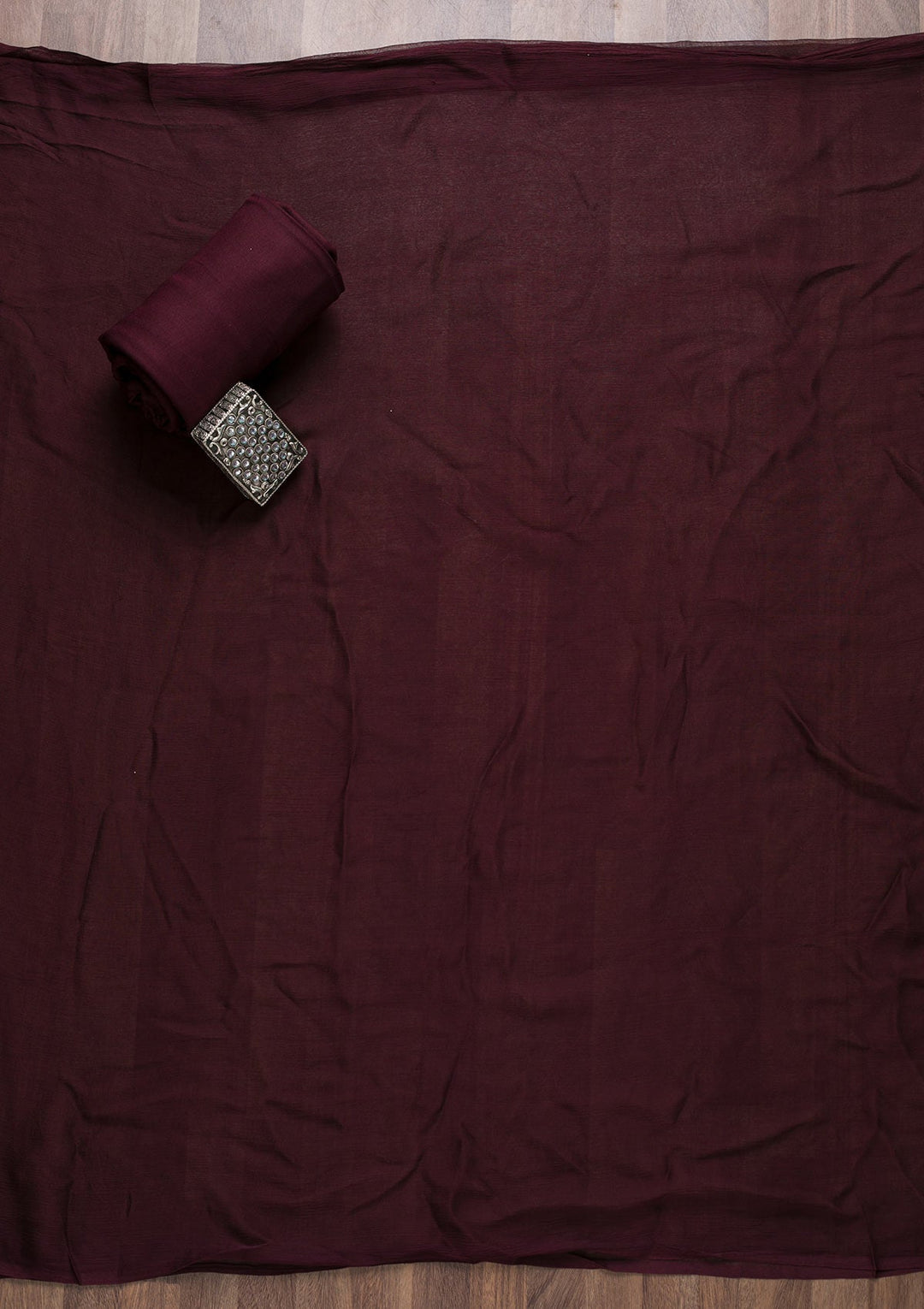 Wine Zariwork Raw Silk Unstitched Salwar Suit-Koskii