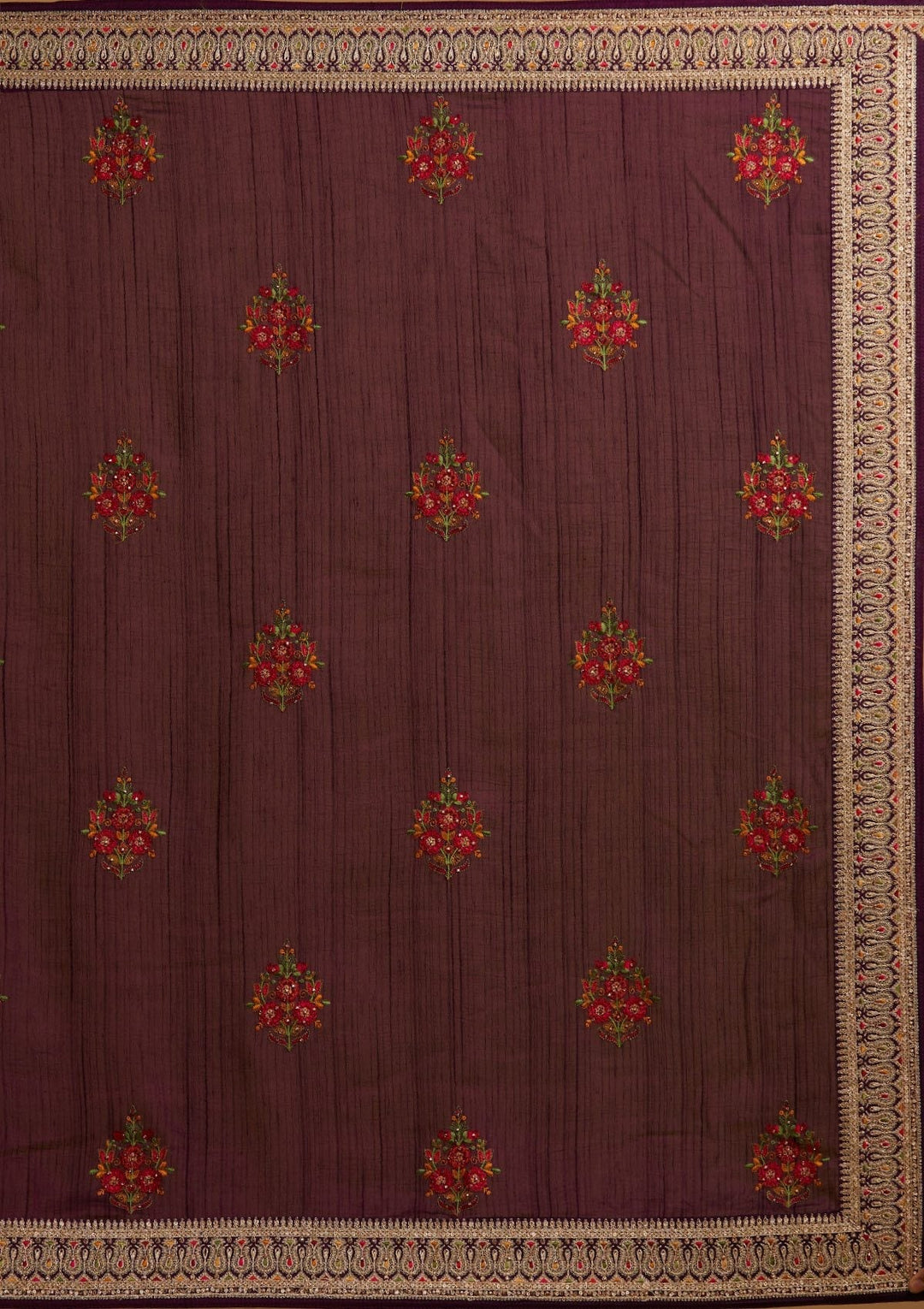 Wine Zariwork Raw Silk Designer Saree - koskii