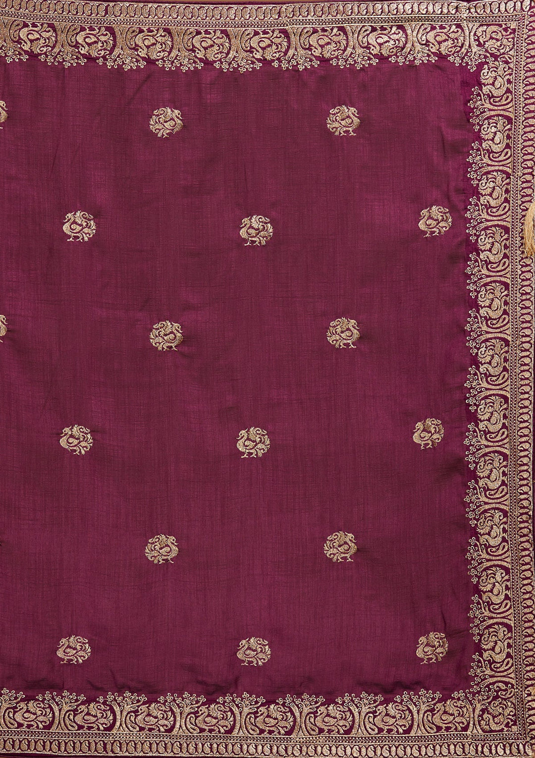 Wine Zariwork Raw Silk Saree - Koskii
