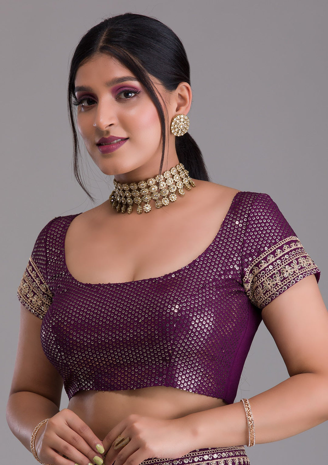 Wine Zariwork Raw Silk Saree-Koskii