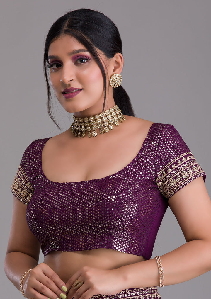 Wine Zariwork Raw Silk Saree-Koskii