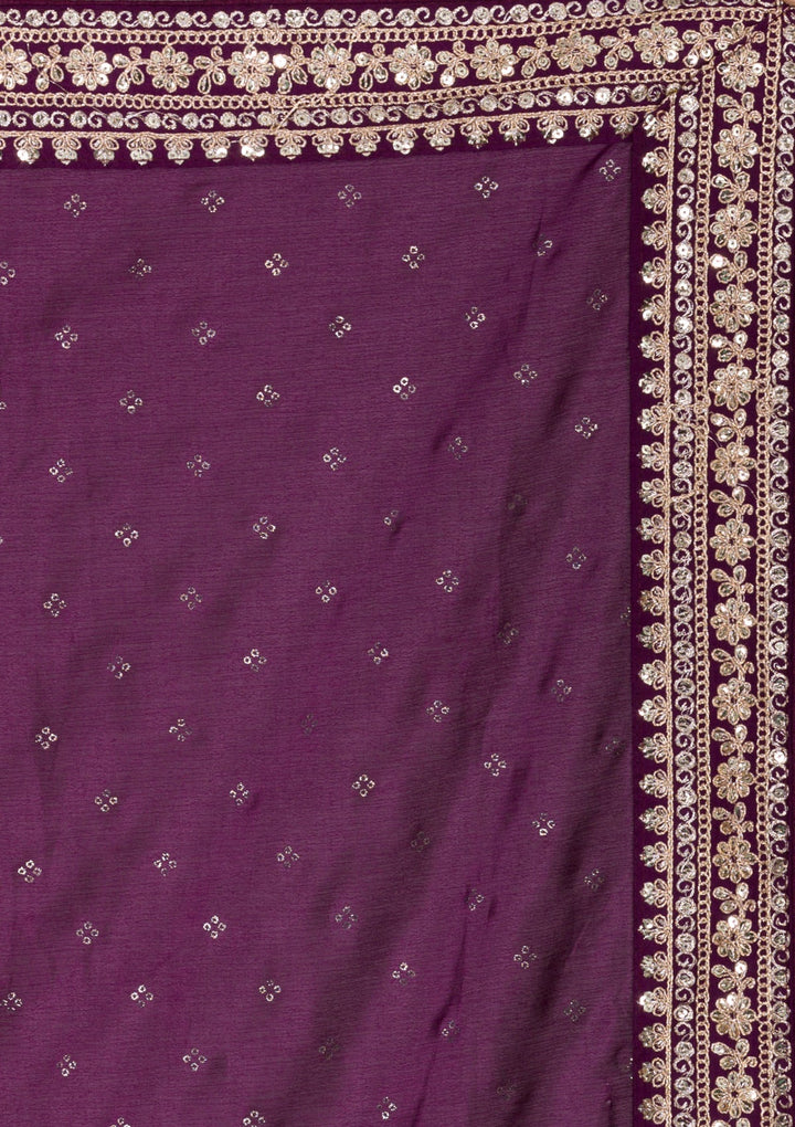 Wine Zariwork Raw Silk Saree-Koskii