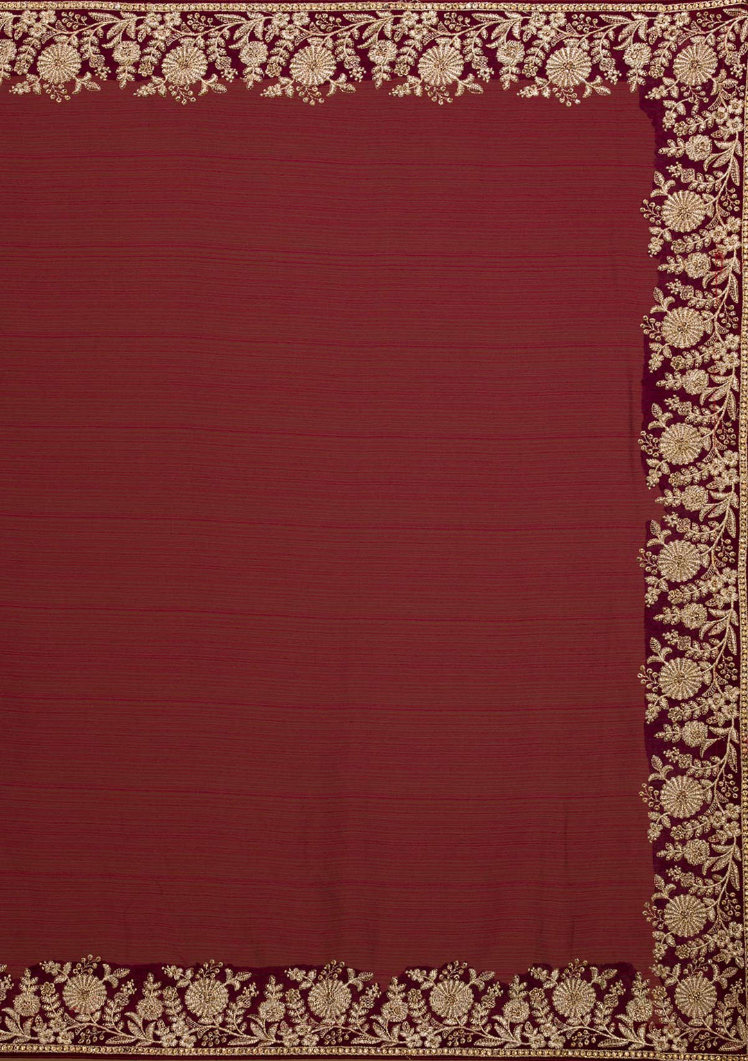 Wine Zariwork Raw Silk Saree-Koskii