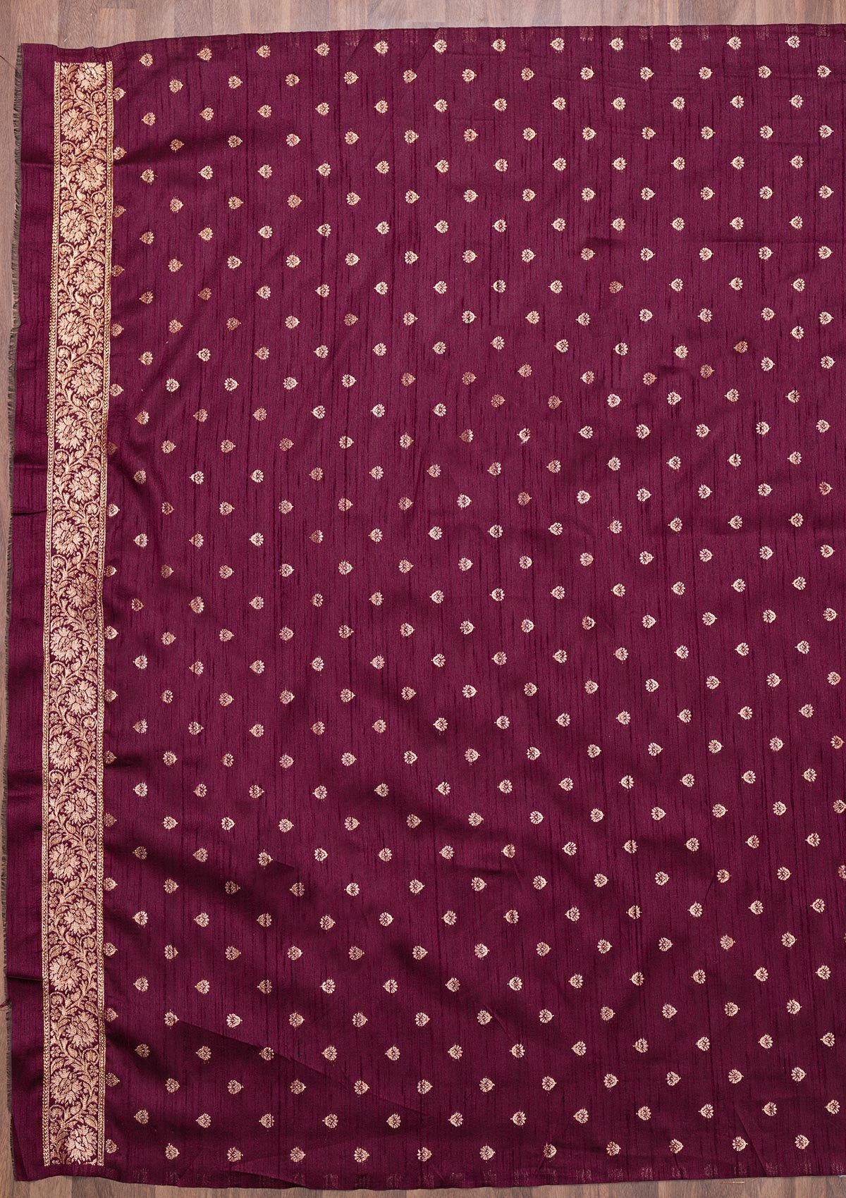 Wine Zariwork Raw Silk Saree-Koskii