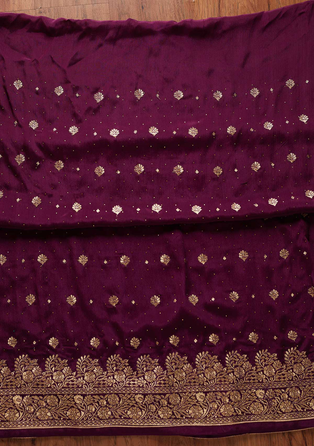 Wine Zariwork Semi Crepe Designer Semi-Stitched Salwar Suit - koskii