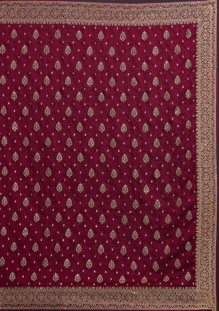 Wine Zariwork Semi Crepe Designer Saree - koskii