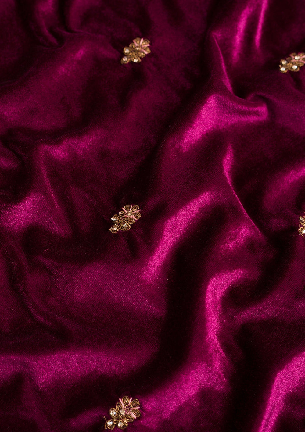 Wine Zariwork Velvet Dupatta-Koskii