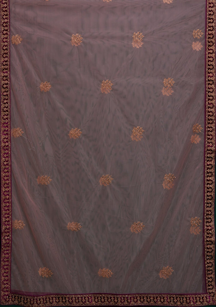 Wine Zariwork Velvet Designer Lehenga - Koskii