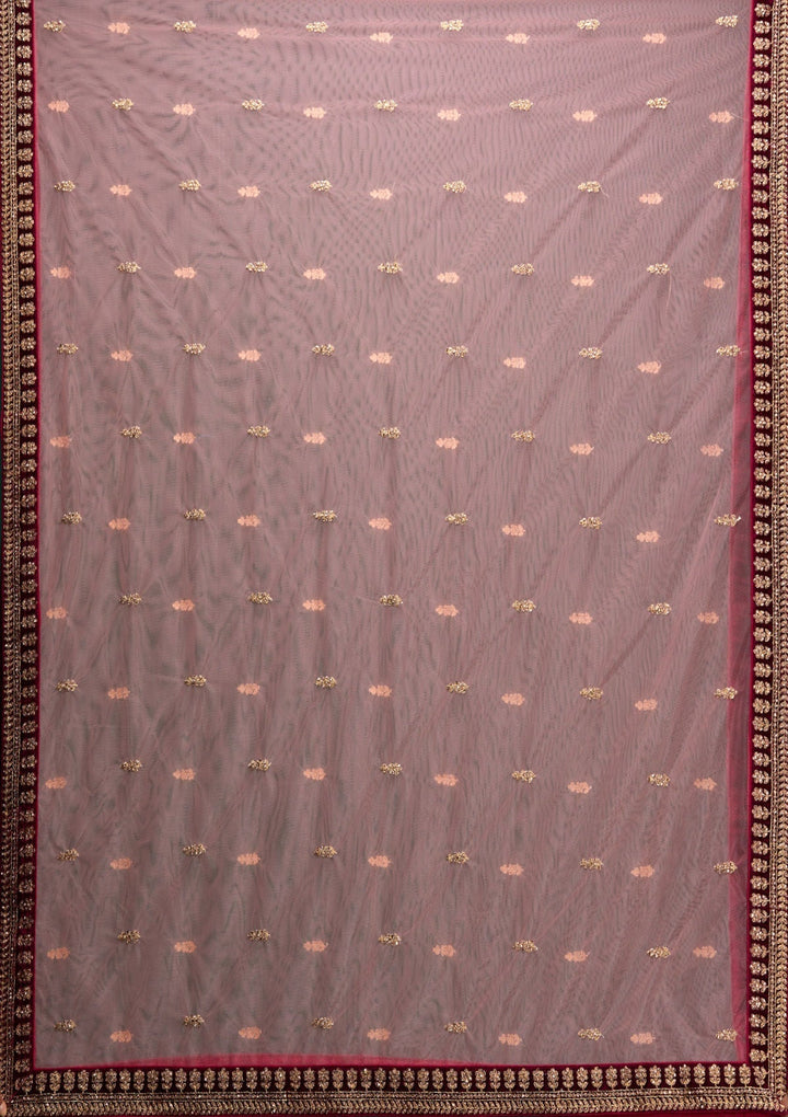 Wine Zariwork Velvet Designer Lehenga - Koskii