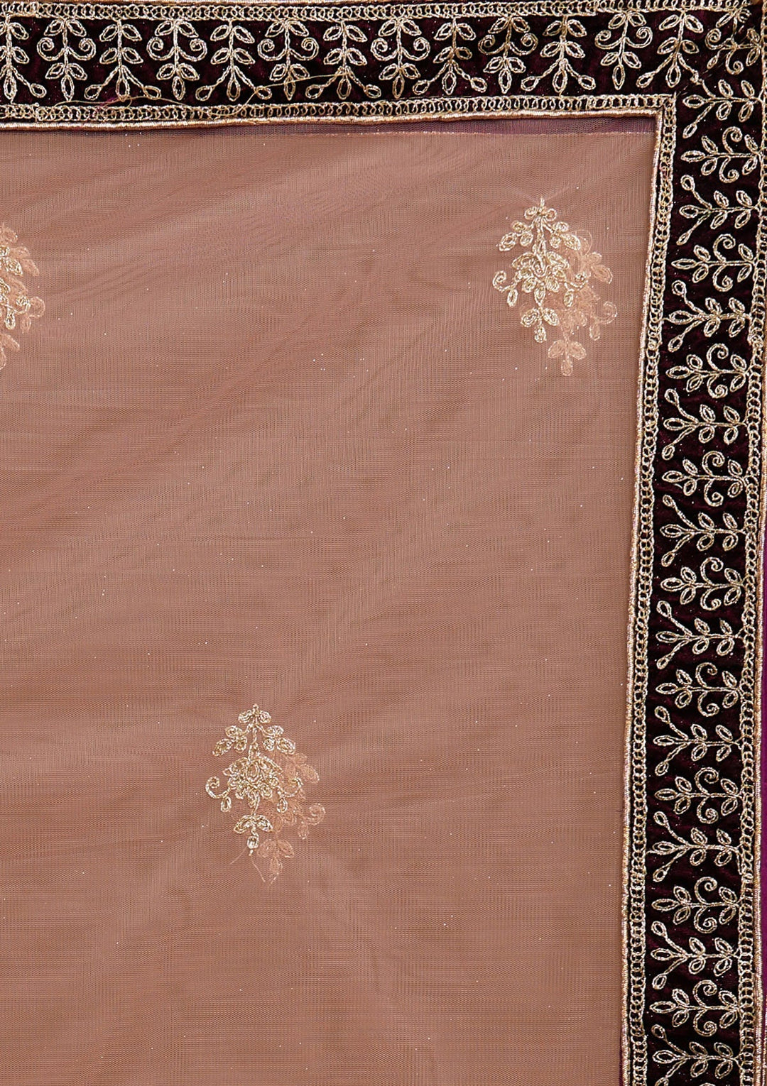 Wine Zariwork Velvet Designer Lehenga-Koskii