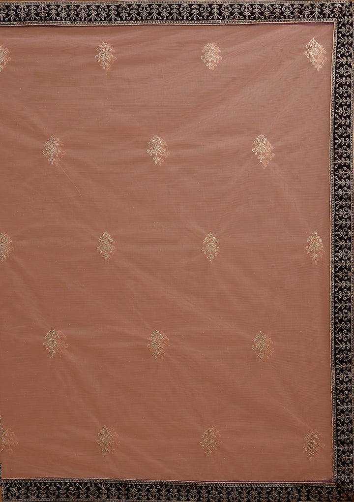 Wine Zariwork Velvet Designer Lehenga-Koskii