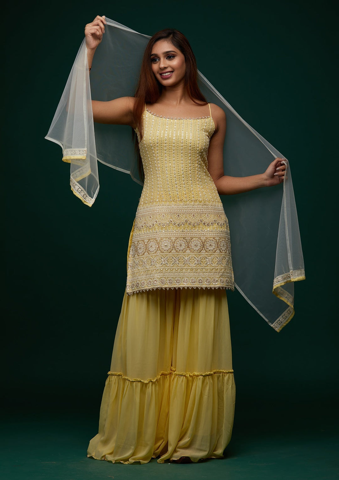 Yellow Chikankari Georgette Designer Salwar Suit - Koskii