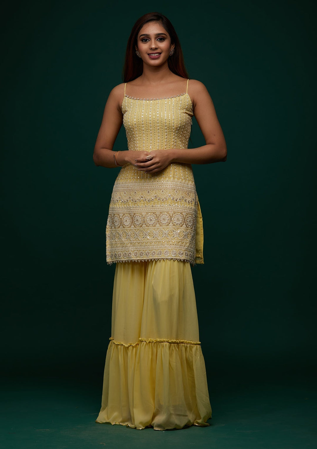 Yellow Chikankari Georgette Designer Salwar Suit - Koskii