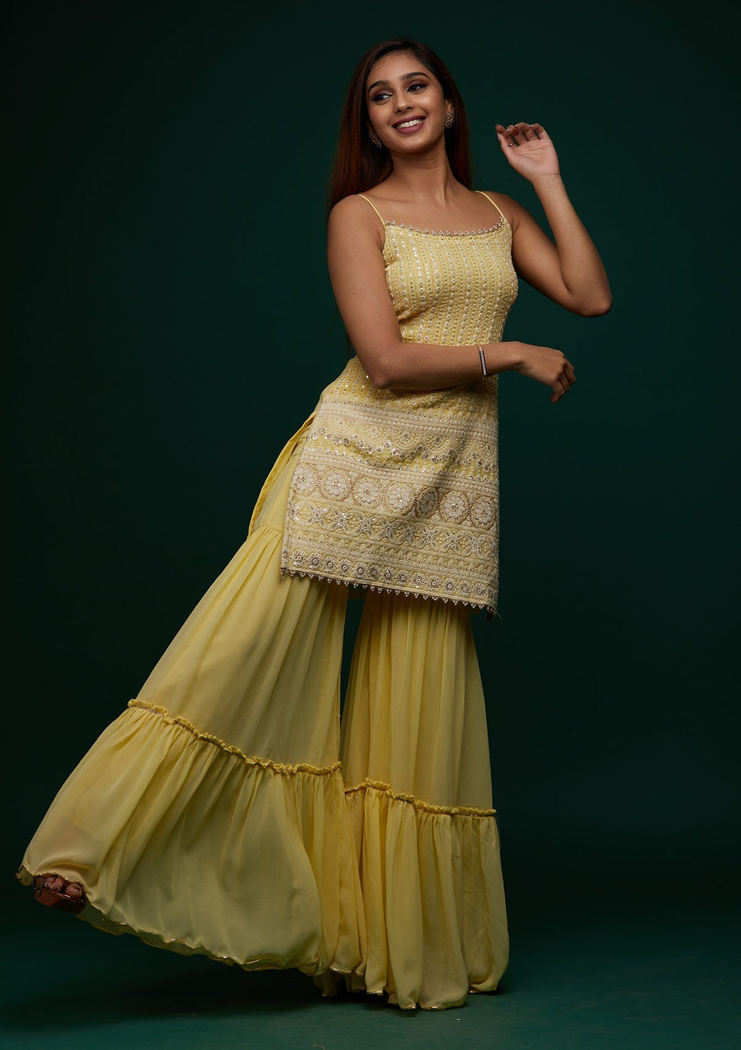 Yellow Chikankari Georgette Designer Salwar Suit - Koskii
