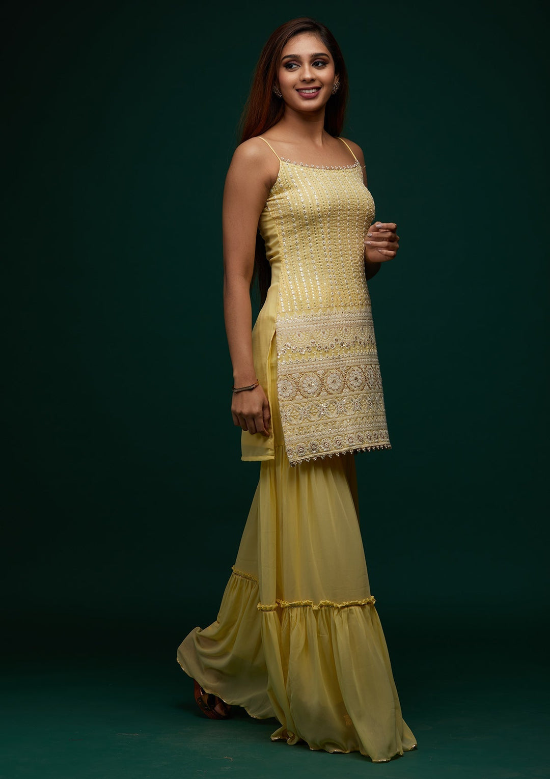 Yellow Chikankari Georgette Designer Salwar Suit - Koskii