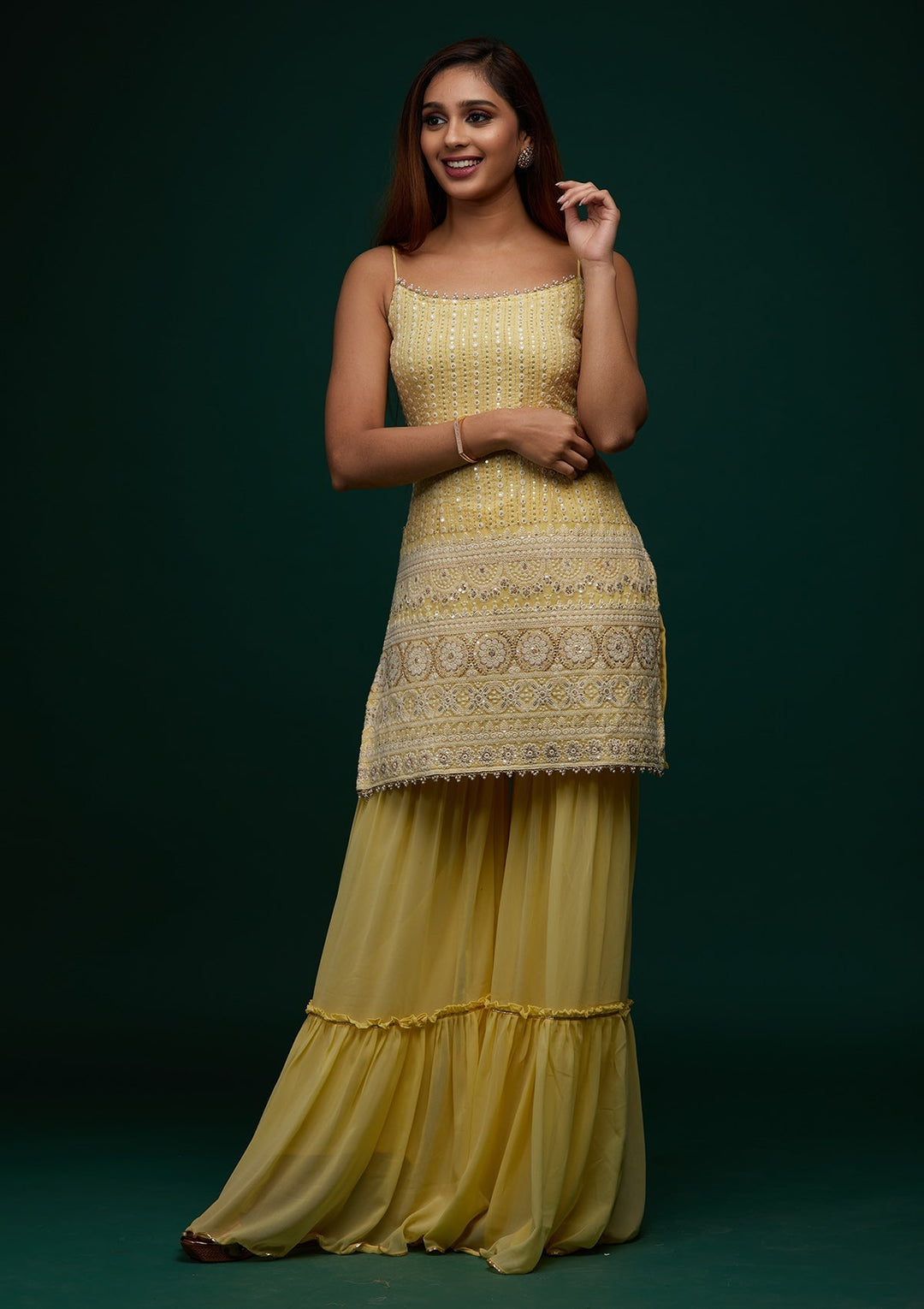 Yellow Chikankari Georgette Designer Salwar Suit - Koskii