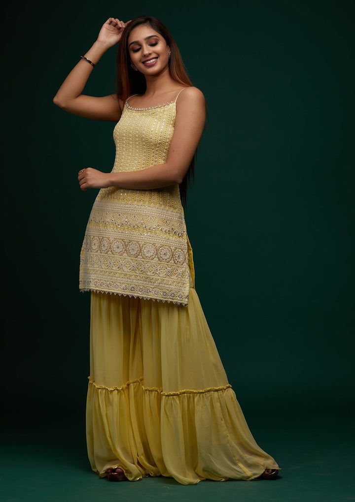 Yellow Chikankari Georgette Designer Salwar Suit - Koskii