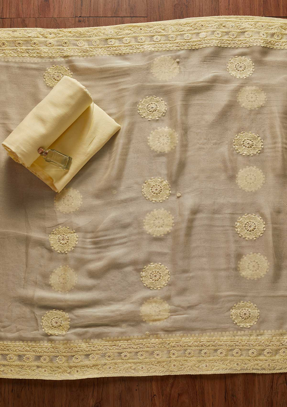 Yellow Chikankari Georgette Designer Unstitched Salwar Suit - koskii