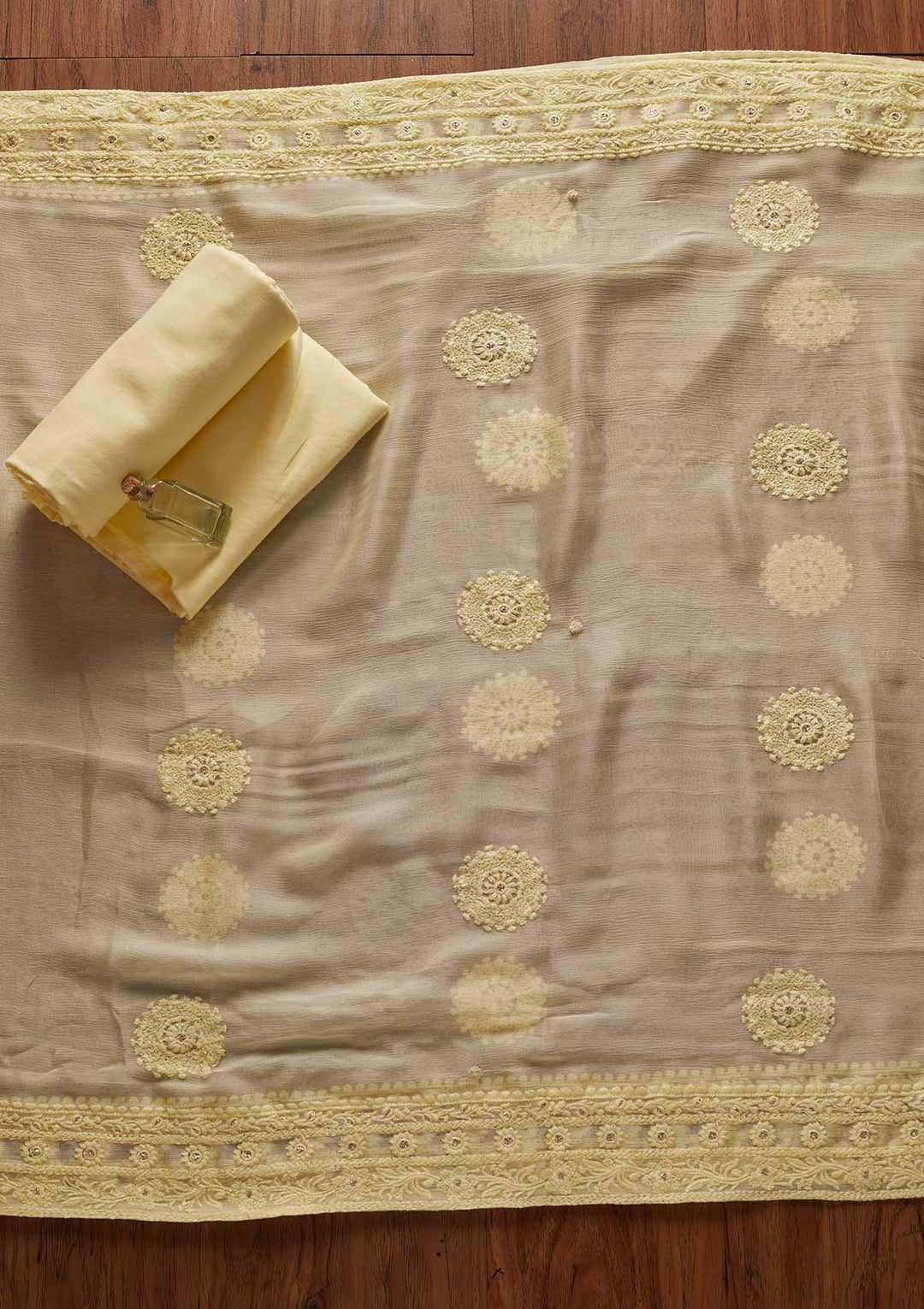Yellow Chikankari Georgette Designer Unstitched Salwar Suit - koskii