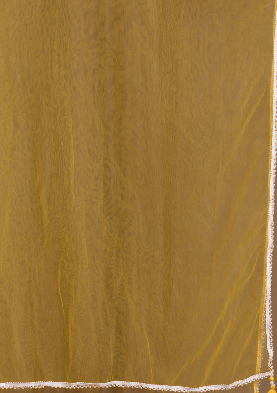 Yellow Cutdana Semi Crepe Readymade Lehenga-Koskii