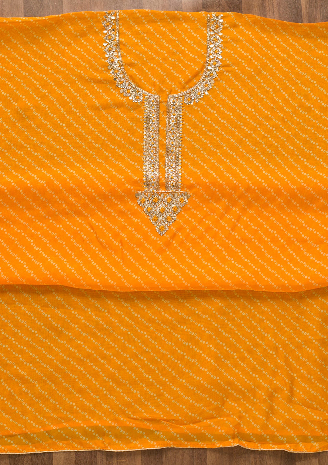 Yellow Cutdana Tissue Unstitched Salwar Kameez-Koskii