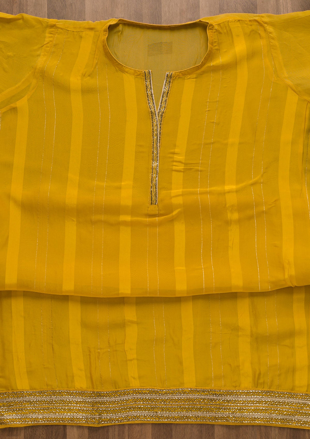 Yellow Cutdana Tissue Unstitched Salwar Suit-Koskii