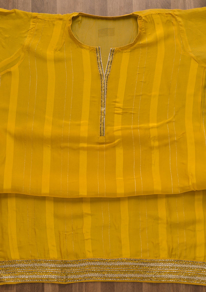 Yellow Cutdana Tissue Unstitched Salwar Suit-Koskii