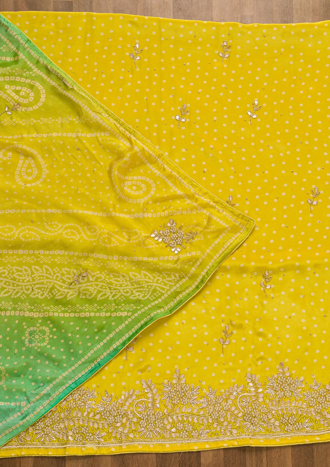Yellow Gotapatti Brocade Salwar Kameez-Koskii