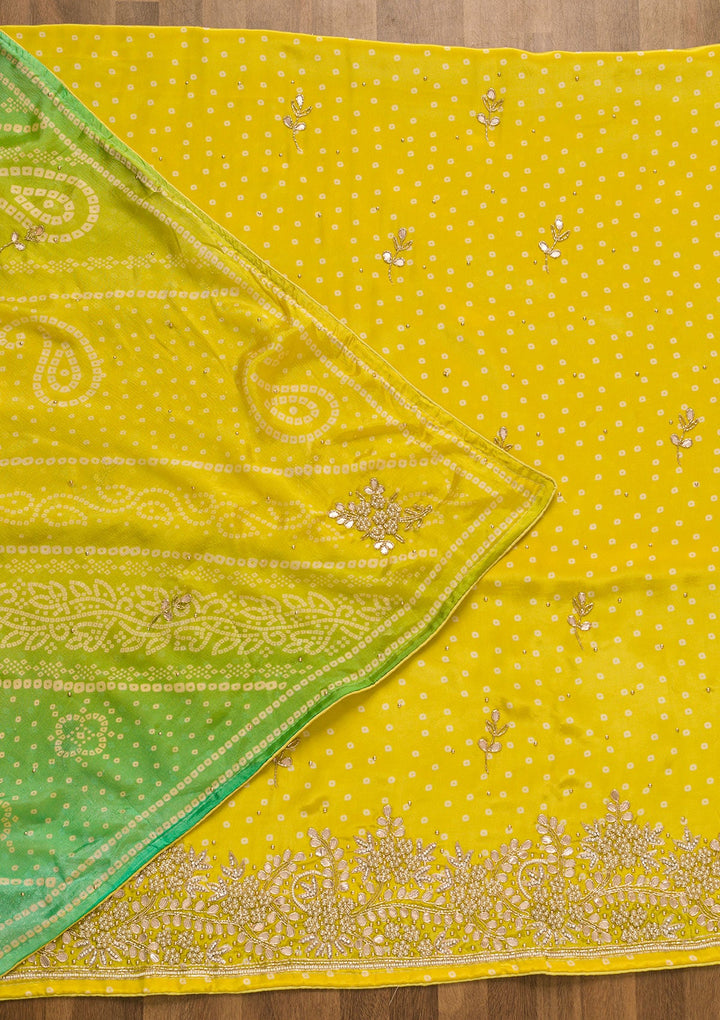 Yellow Gotapatti Brocade Salwar Kameez-Koskii